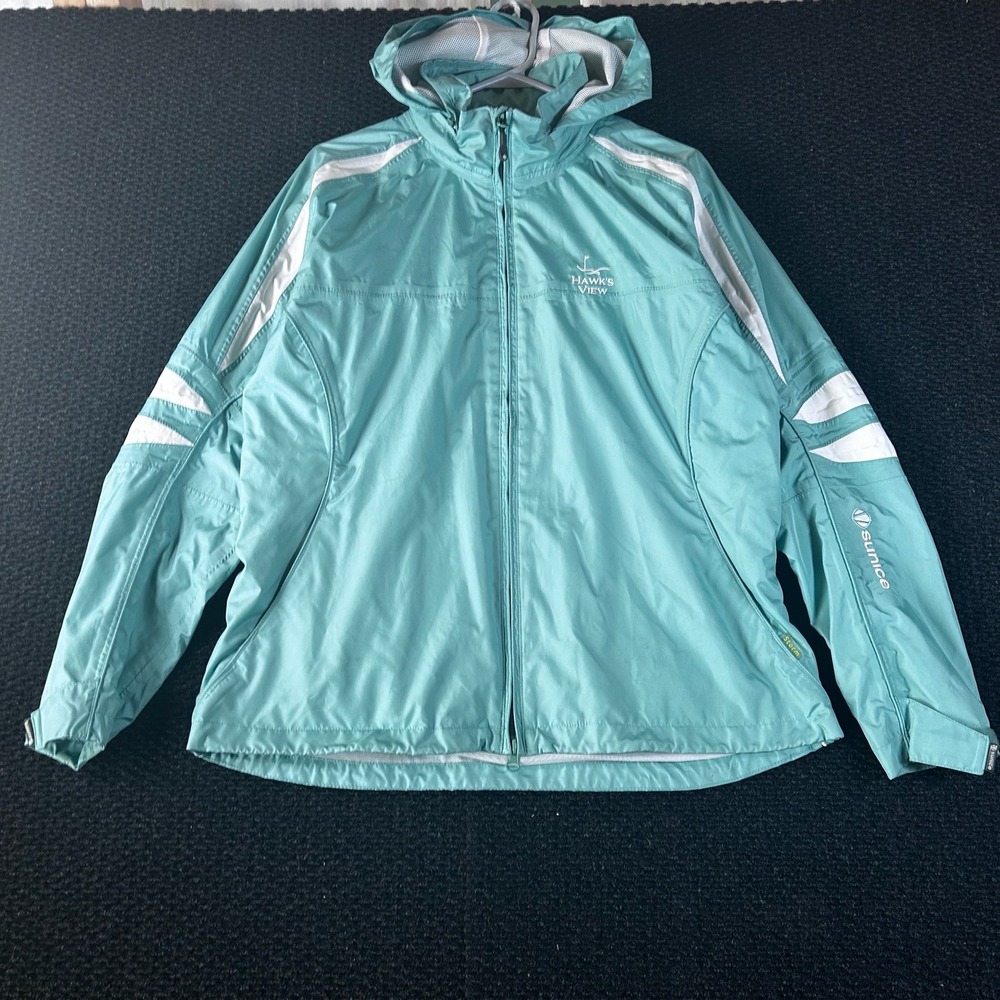 Sunice Hawks View Golf Storm Lightweight Hooded Jacket Water Resistant Teal L